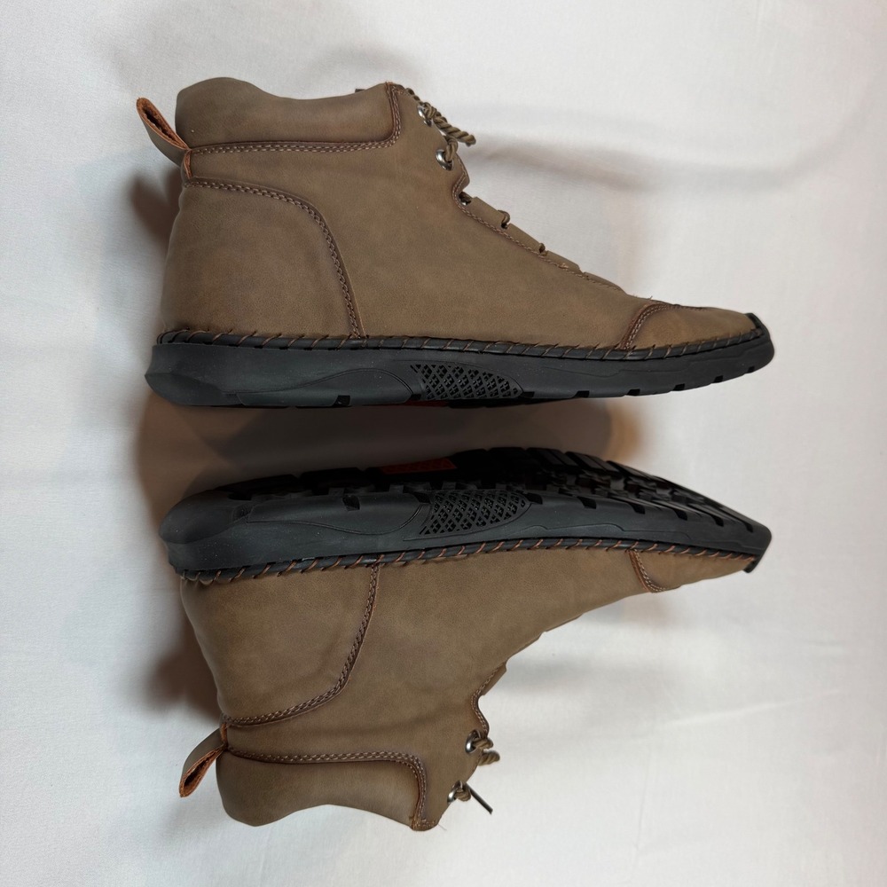 Salkin Mens Brown Lace Up High Top Casual Boots Whipstitch Detail 2317.50 - Picture 6 of 9
